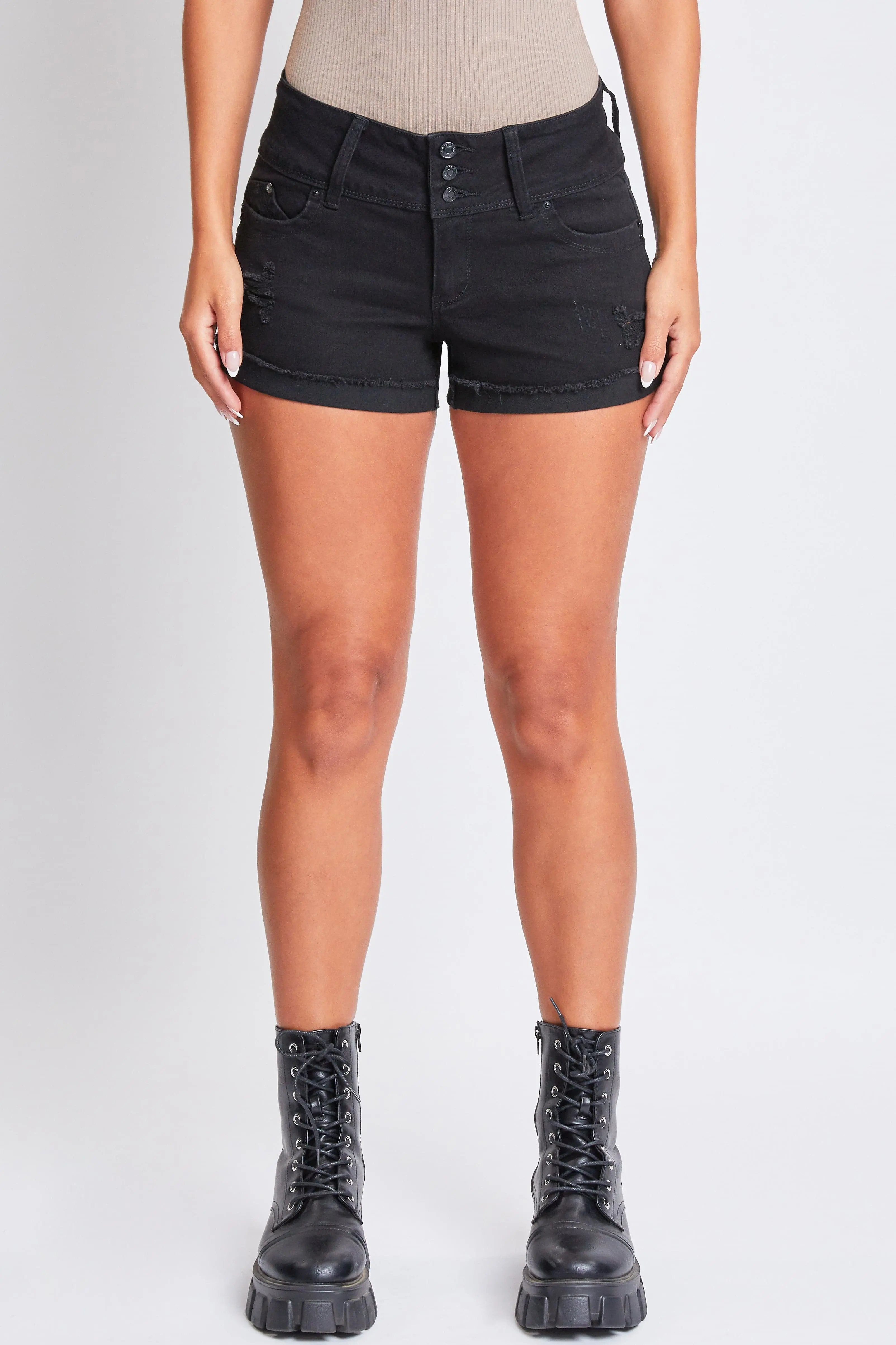 Women's WannaBettaButt 3 Button Cuffed Denim Shorts - Love Salve