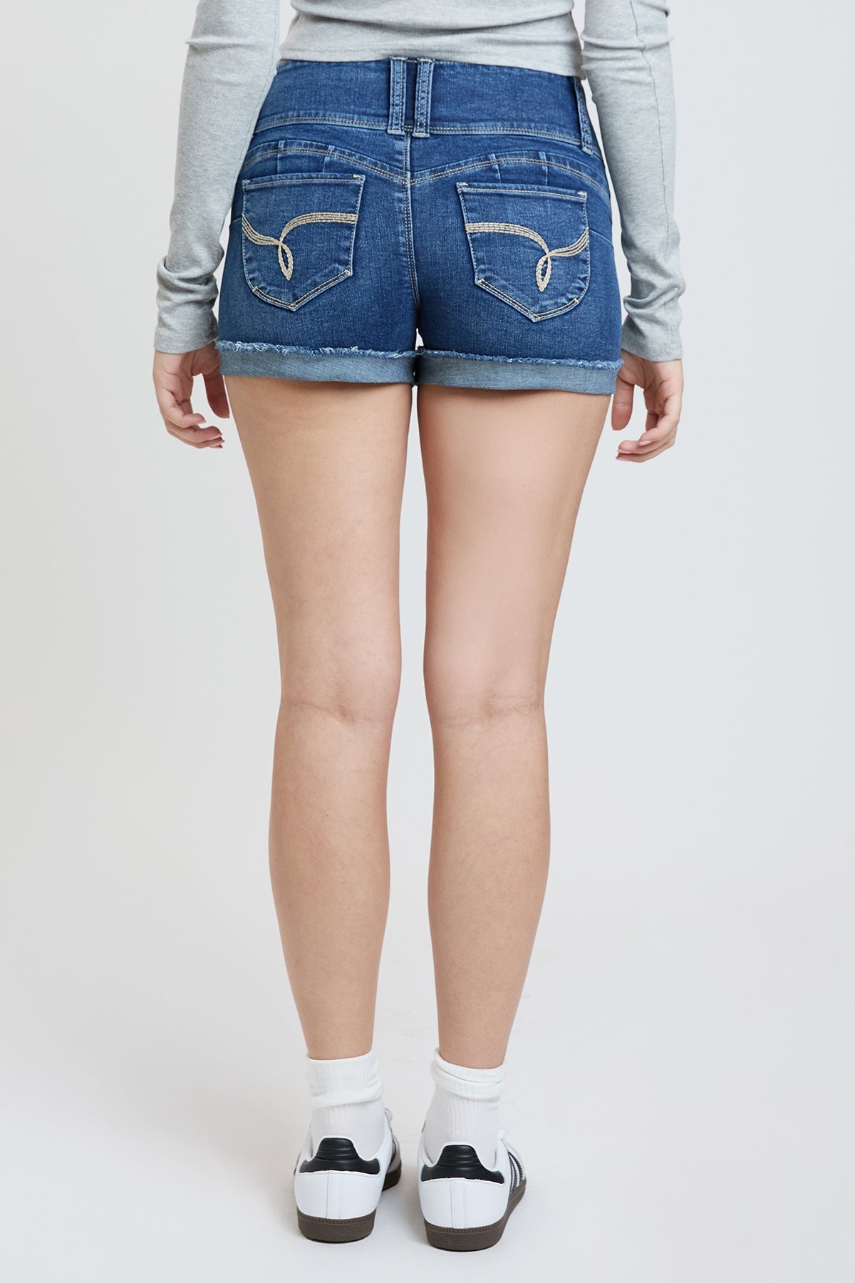 Women’s WannaBettaButt 3 Button Cuffed Denim Shorts YMI JEANS