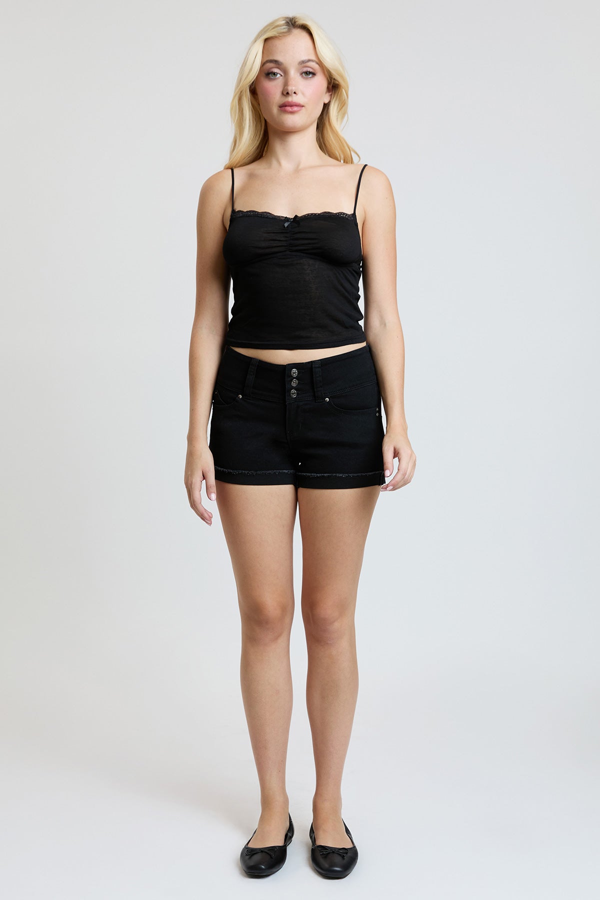 Women’s WannaBettaButt 3 Button Cuffed Denim Shorts YMI JEANS