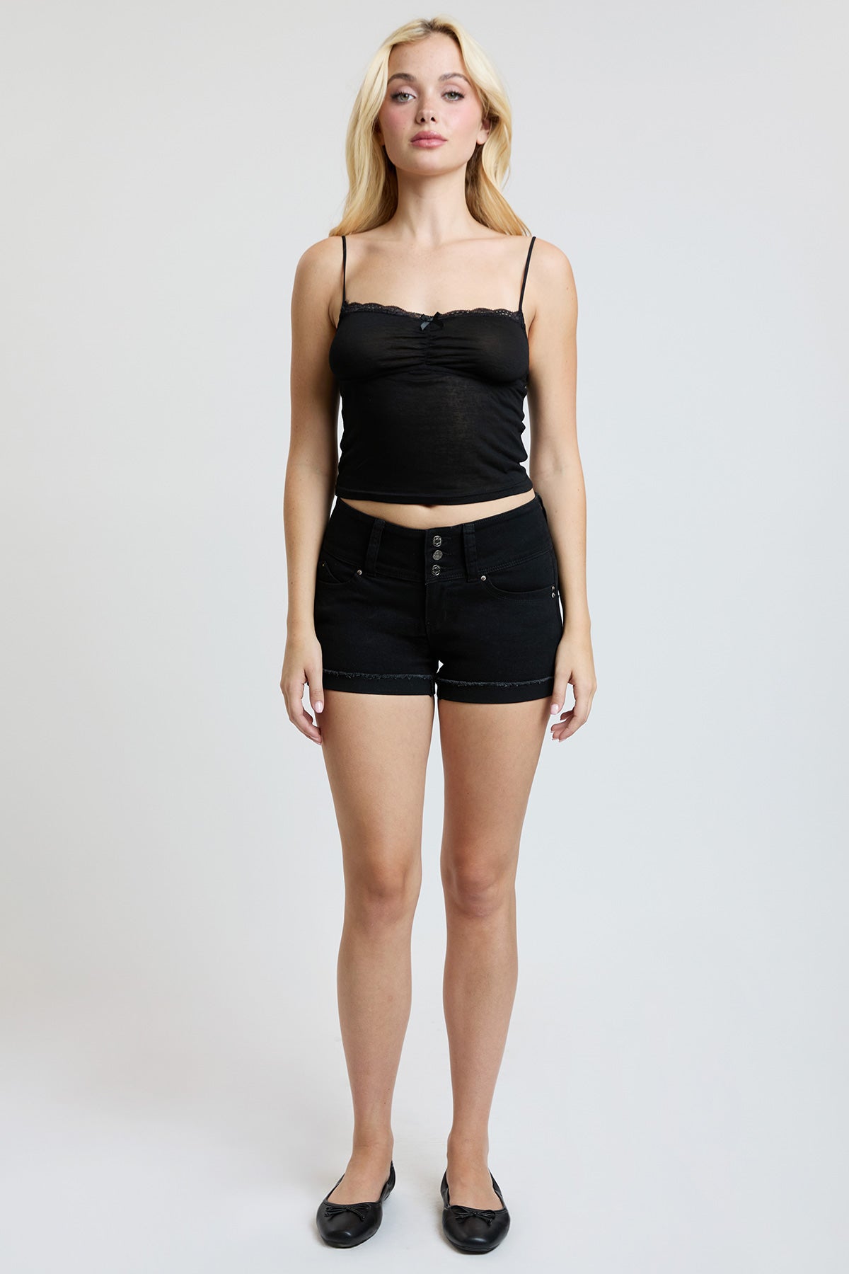 Women’s WannaBettaButt 3 Button Cuffed Denim Shorts YMI JEANS