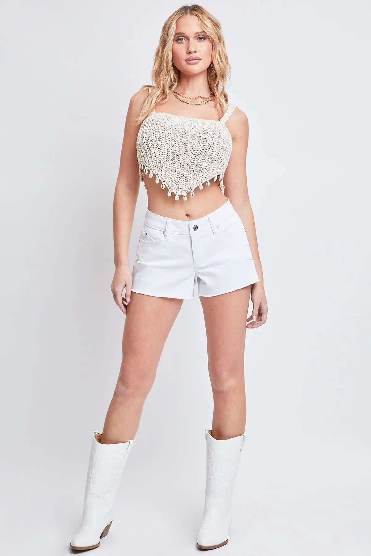 Women's WannaBettaButt Low Rise Frayed Shorts YMI JEANS