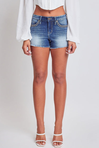 YMI JEANS: Embroidered Frayed Shorts