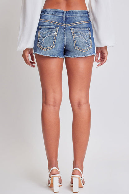 YMI JEANS: Embroidered Frayed Shorts