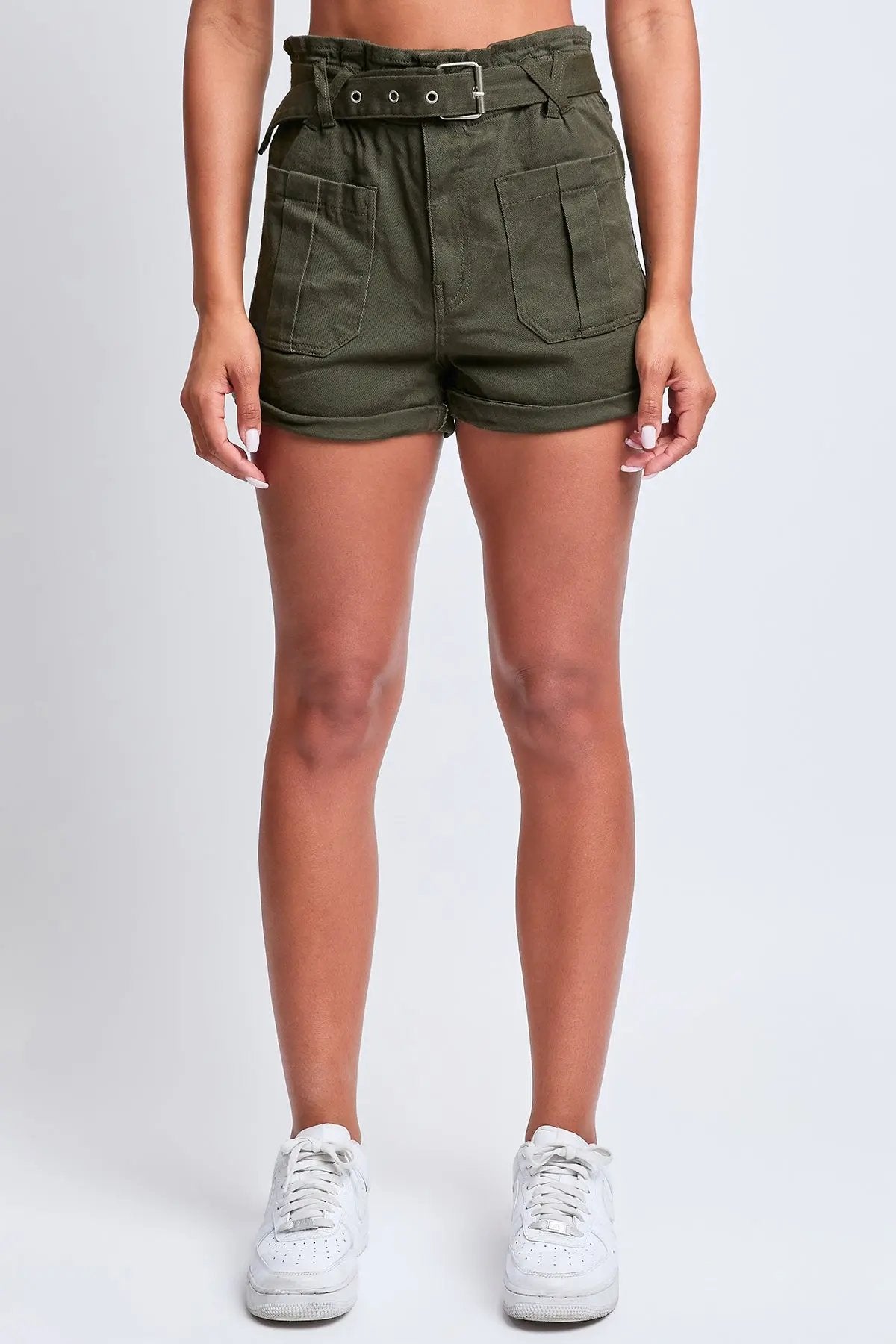 Women's Belted Paperbag Waist Shorts - Love Salve