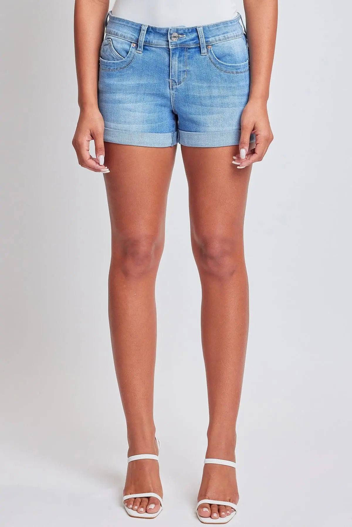 Women's WannaBettaButt Cuffed Denim Shorts YMI JEANS