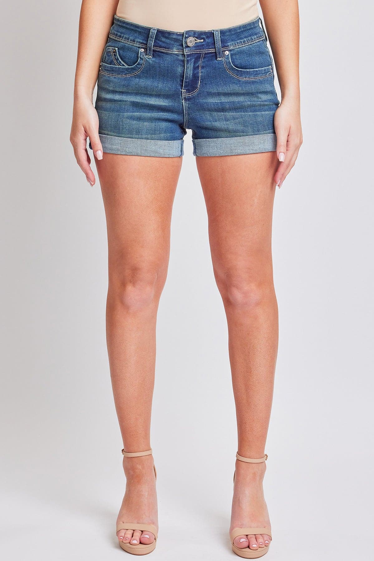 Women's WannaBettaButt Cuffed Denim Shorts YMI JEANS
