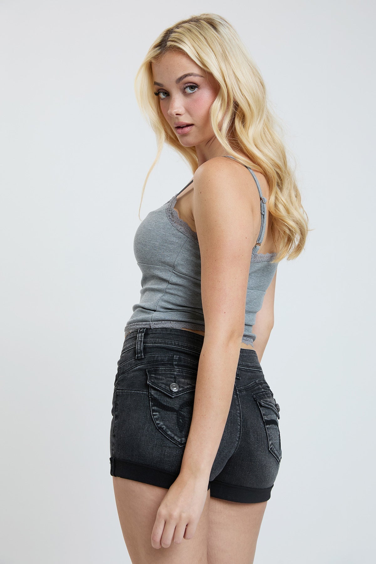 Women’s WannaBettaButt Cuffed Denim Shorts YMI JEANS