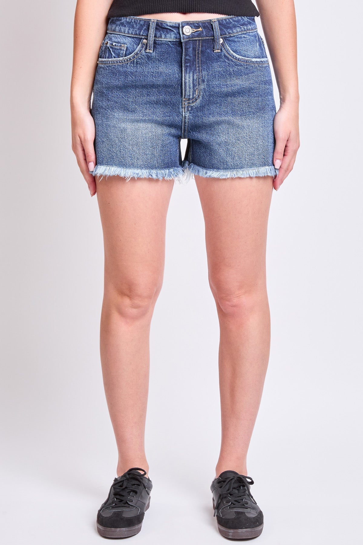 Women's High Rise Fray Hem Shorts YMI JEANS