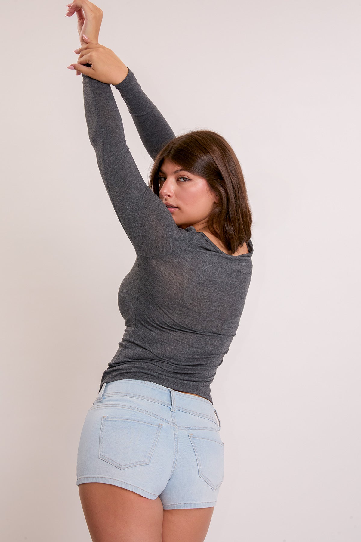 Low Rise 2 Button Slanted Pocket Denim Shorts YMI JEANS