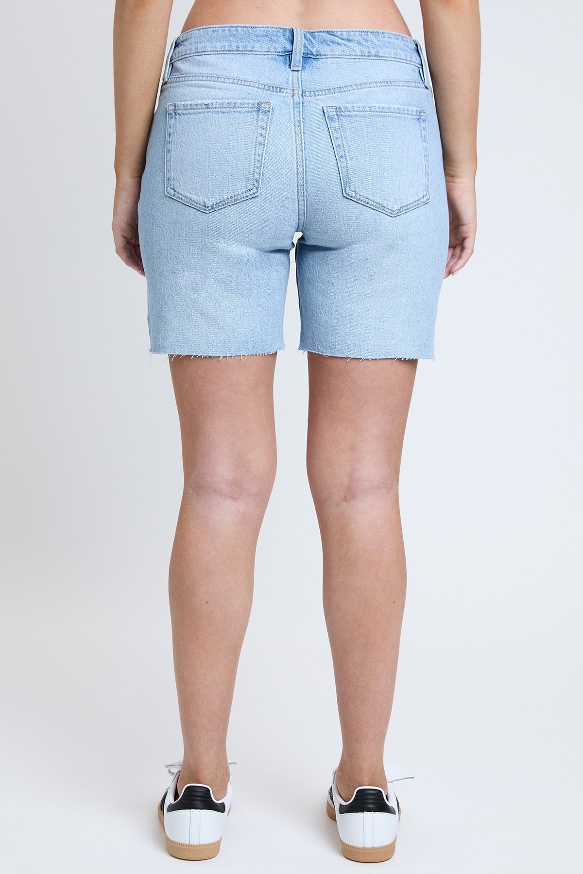 Women's Luxe Mid Rise Long Short with Raw Hem YMI JEANS