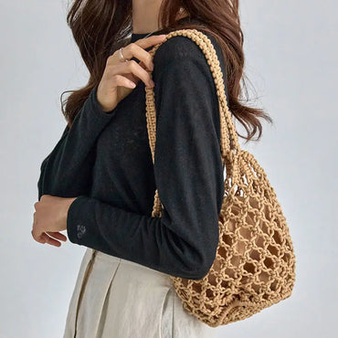 Stylish Mesh Rope Knitted Bucket Shoulder Bag for All Occasions - Love Salve 