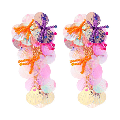 Colorful Shiny Large Shell Earrings for Bold Fashion Style - Love Salve 