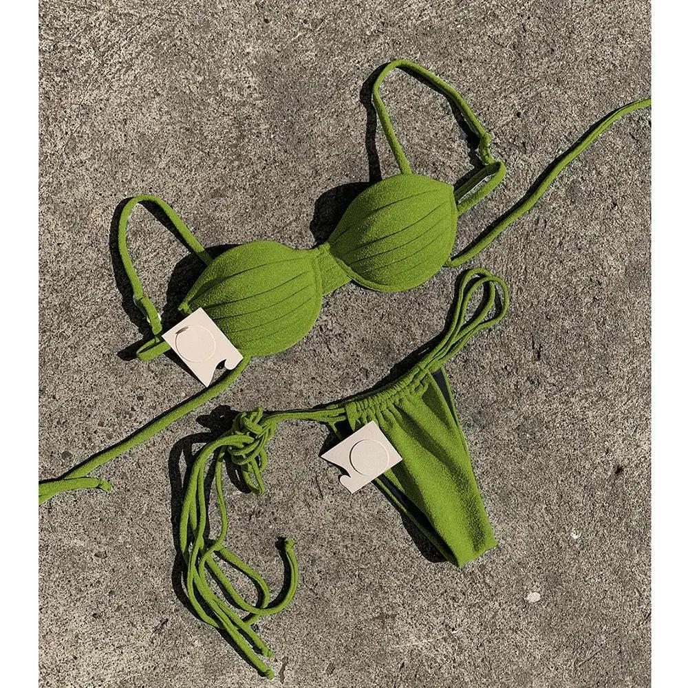 Flava Two Piece Swimsuit with Floral Lace-Up Detail - Love Salve 