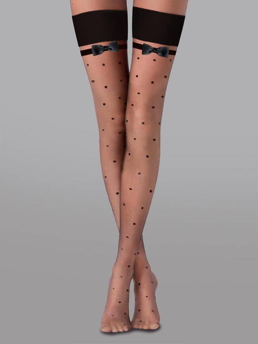 Polka Dot Bow Stockings Hosiery Elegant Playful Style Hello.LA.Girl