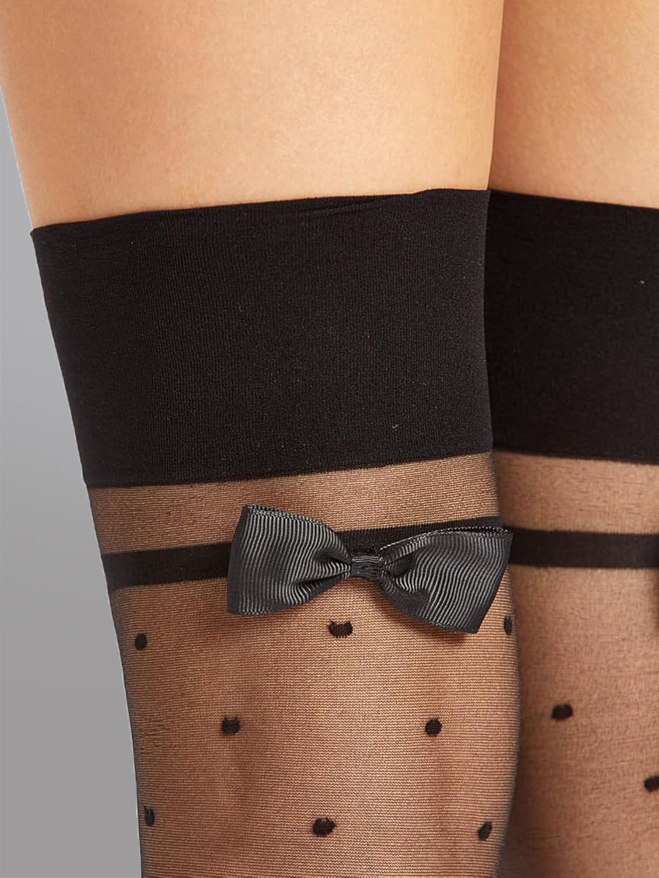 Polka Dot Bow Stockings Hosiery Elegant Playful Style Hello.LA.Girl