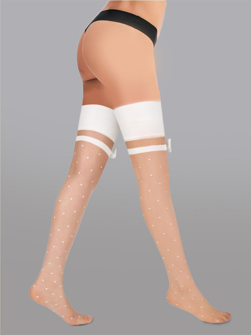 Polka Dot Bow Stockings Hosiery Elegant Playful Style Hello.LA.Girl
