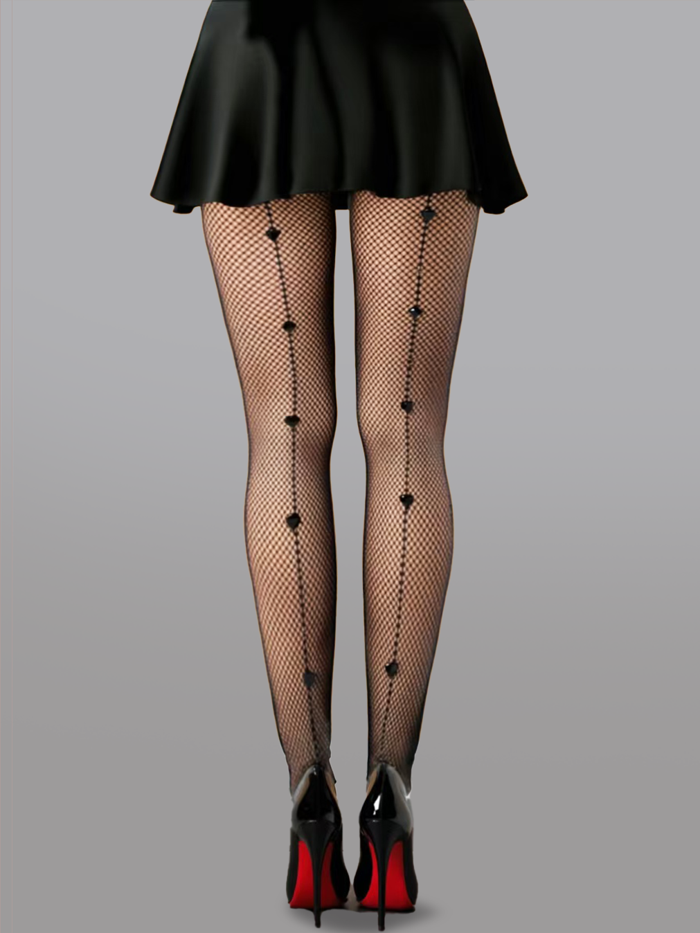 Heart Pattern Fishnet Tights With Back Heart Decoration Hello.LA.Girl