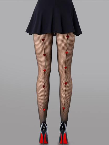 Heart Pattern Fishnet Tights for Flirty Stylish Looks