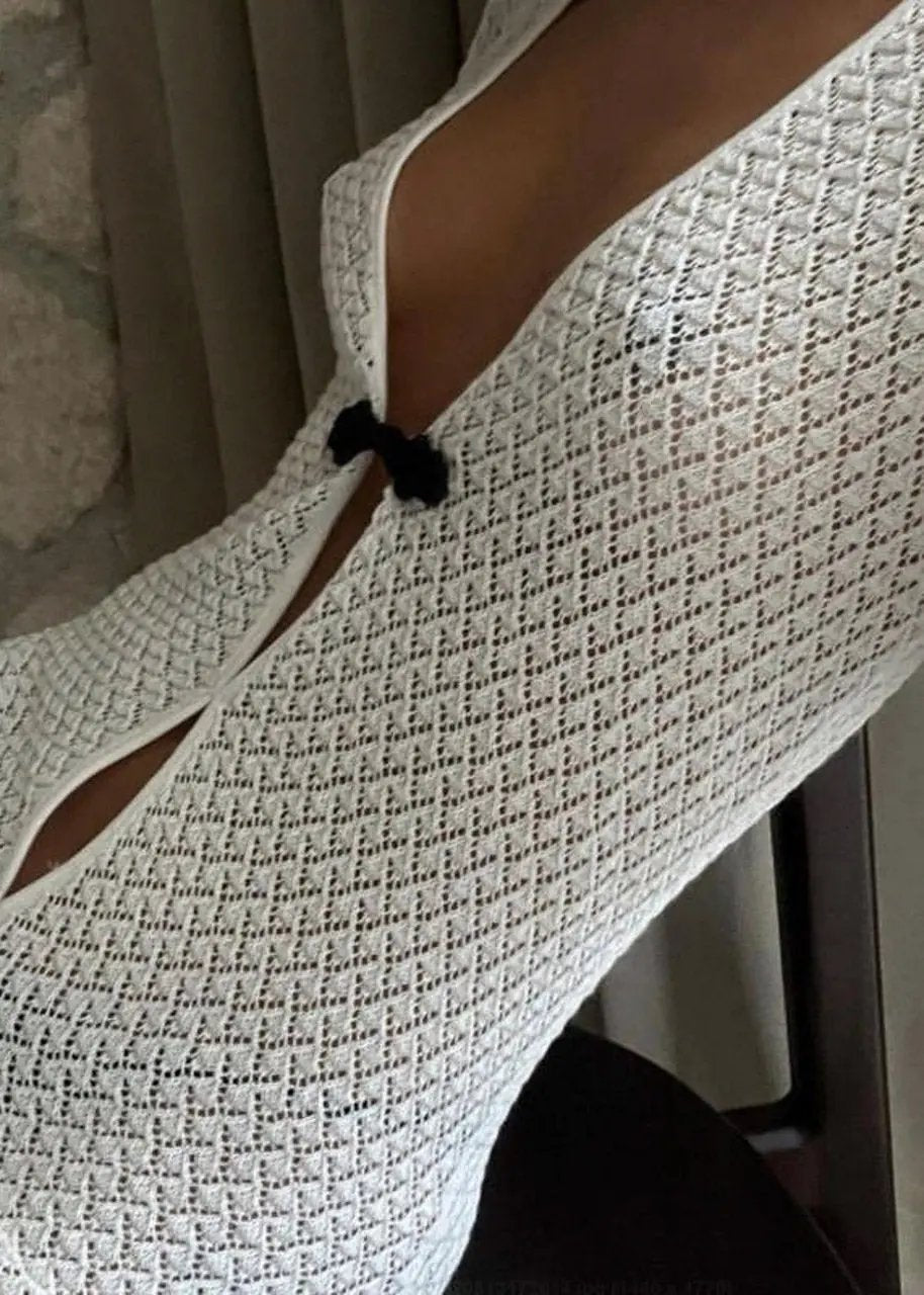 White Long Sleeve Maxi Dress 3wishes.com