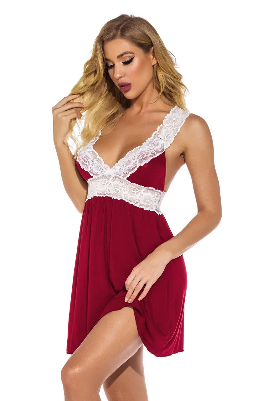 Jersey Knit and Lace Babydoll 3wishes.com