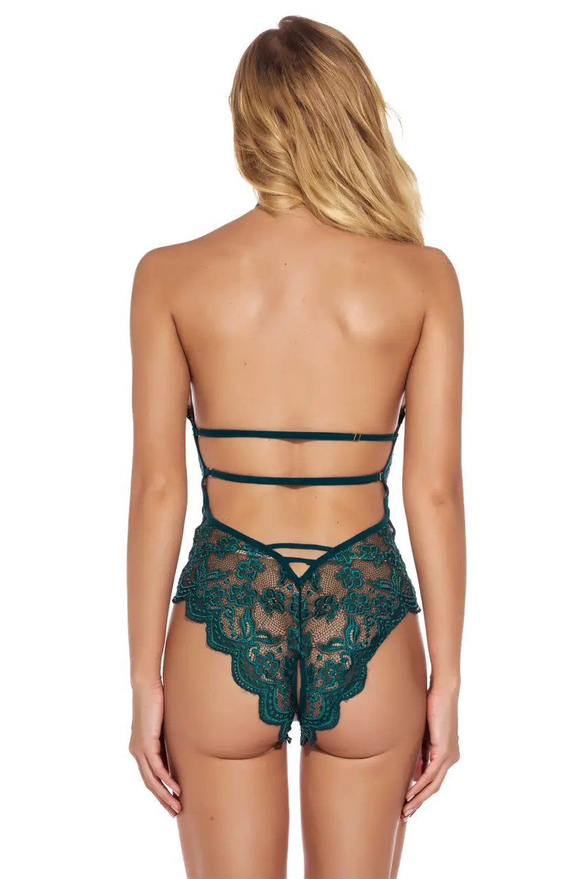 Seductive Scalloped Lace Teddy Lingerie 3wishes.com
