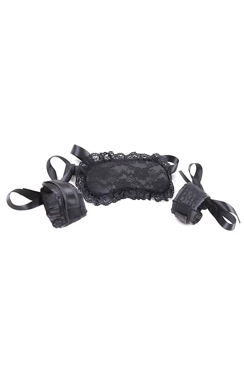 Plush Lace Eye Mask and Wrist Restraints 3wishes.com