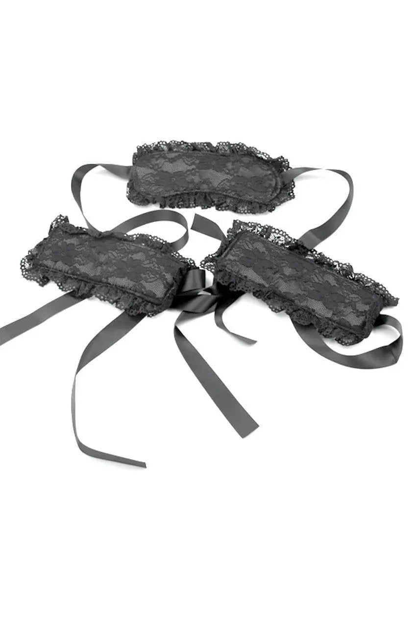 Plush Lace Eye Mask and Wrist Restraints 3wishes.com