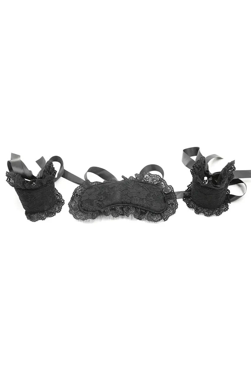 Plush Lace Eye Mask and Wrist Restraints 3wishes.com
