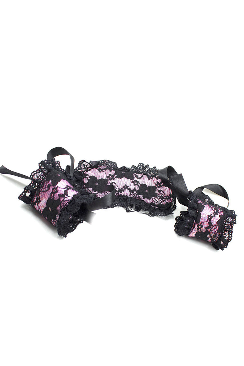 Plush Lace Eye Mask and Wrist Restraints 3wishes.com