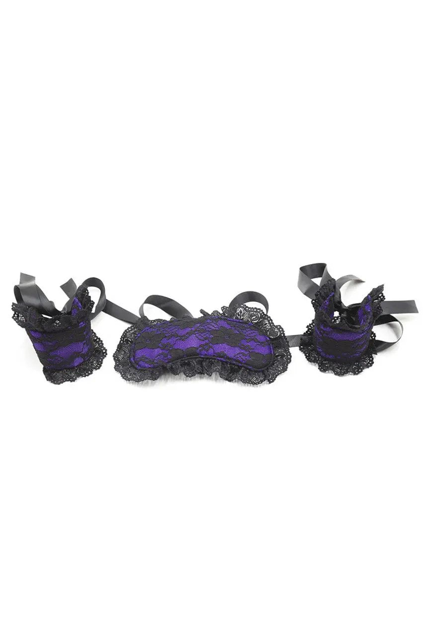 Plush Lace Eye Mask and Wrist Restraints 3wishes.com