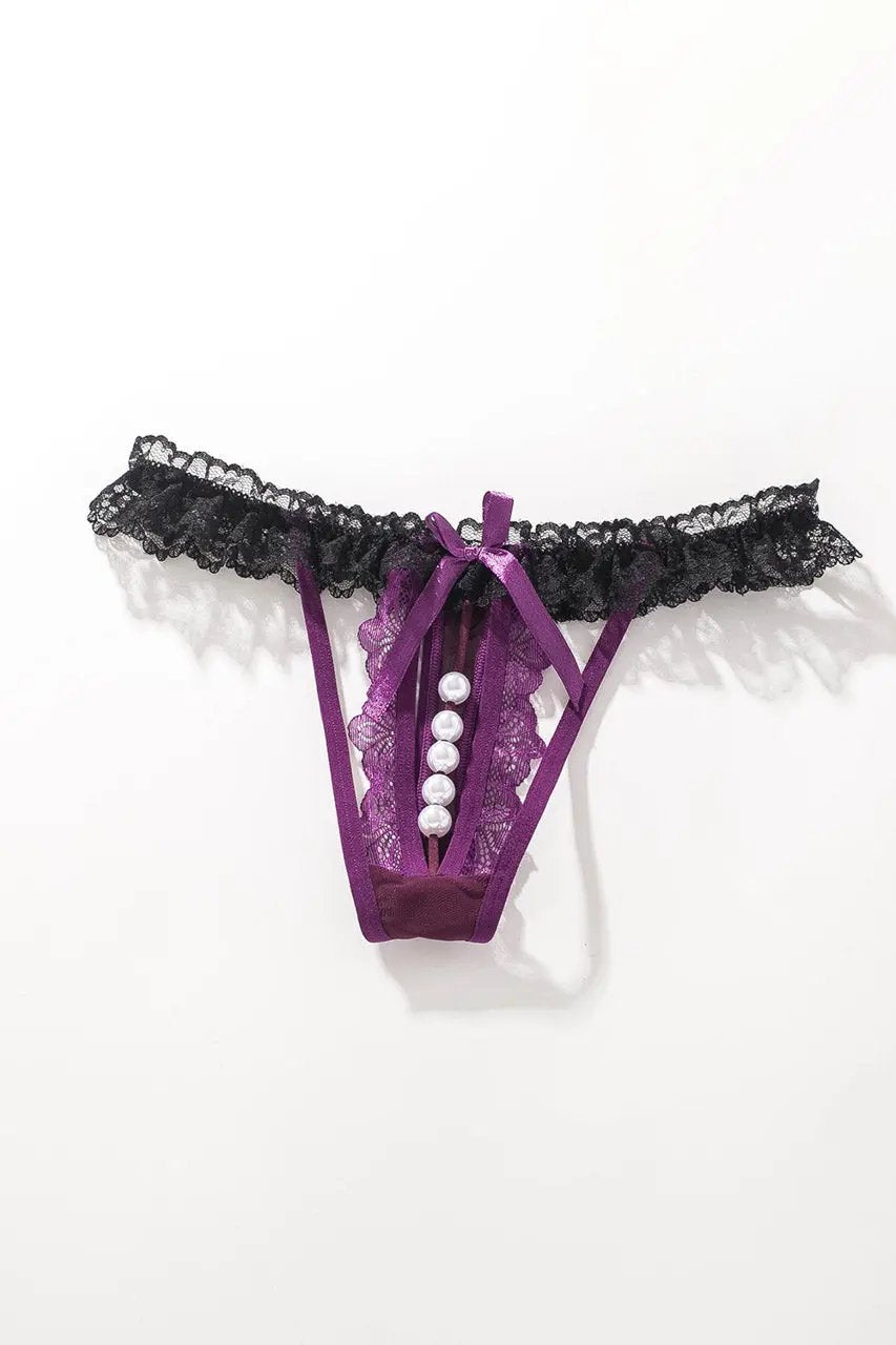 Crotchless ruffle Lace Thong - Love Salve