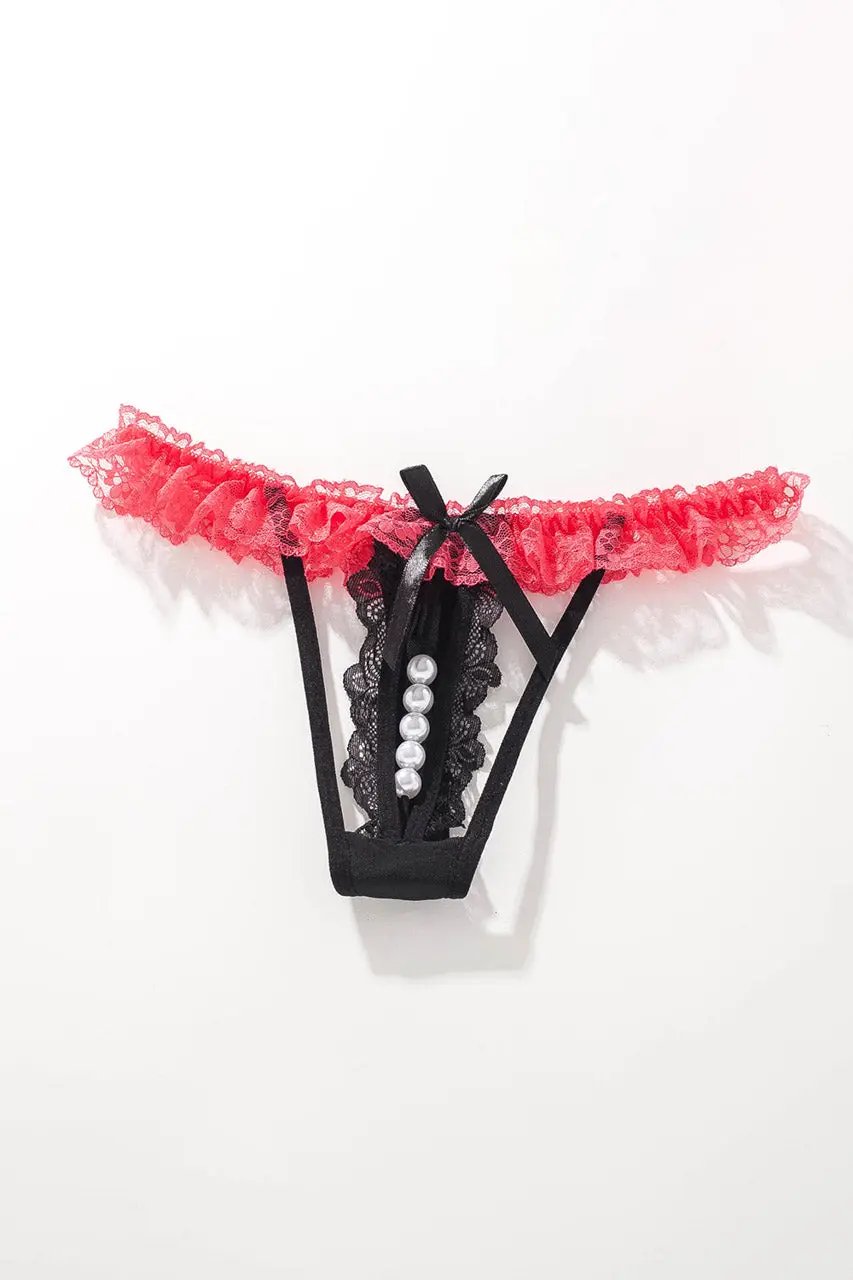 Crotchless ruffle Lace Thong - Love Salve