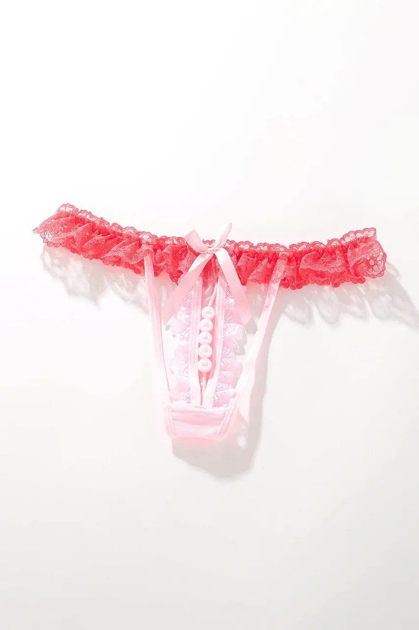 Crotchless ruffle Lace Thong - Love Salve