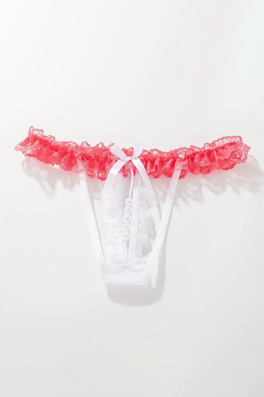 Crotchless ruffle Lace Thong - Love Salve