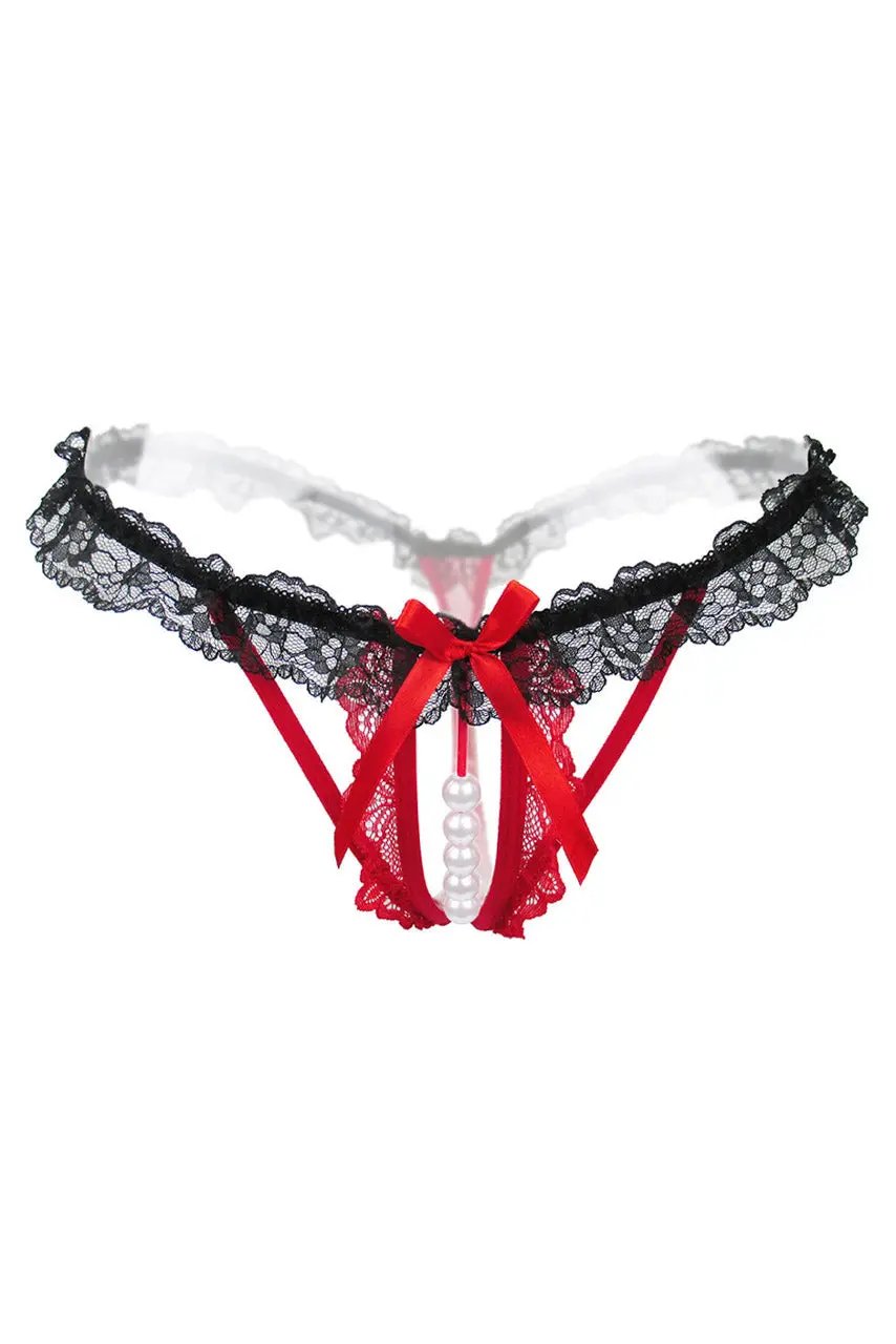 Crotchless ruffle Lace Thong - Love Salve