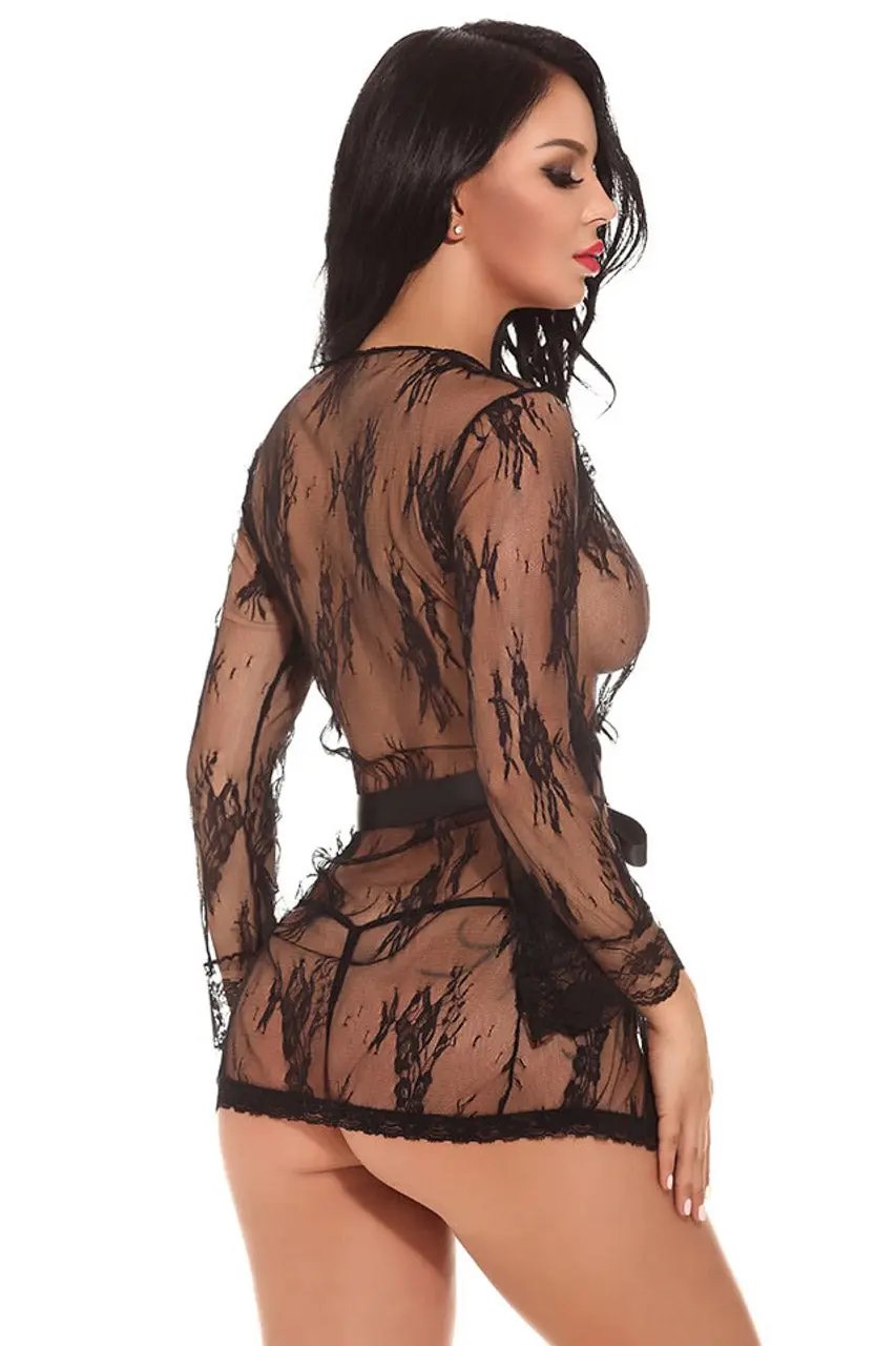Delicate Lace Short Robe 3wishes.com