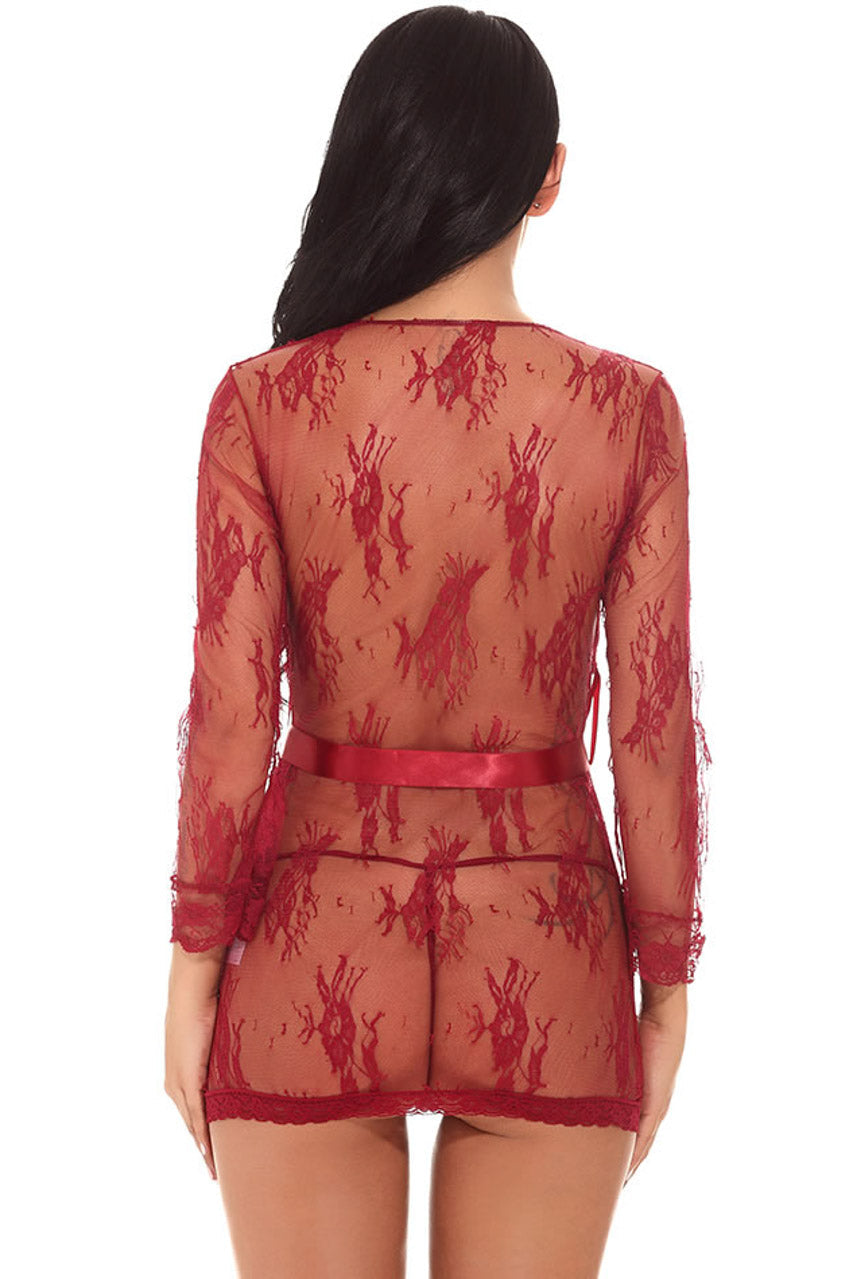Delicate Lace Short Robe 3wishes.com