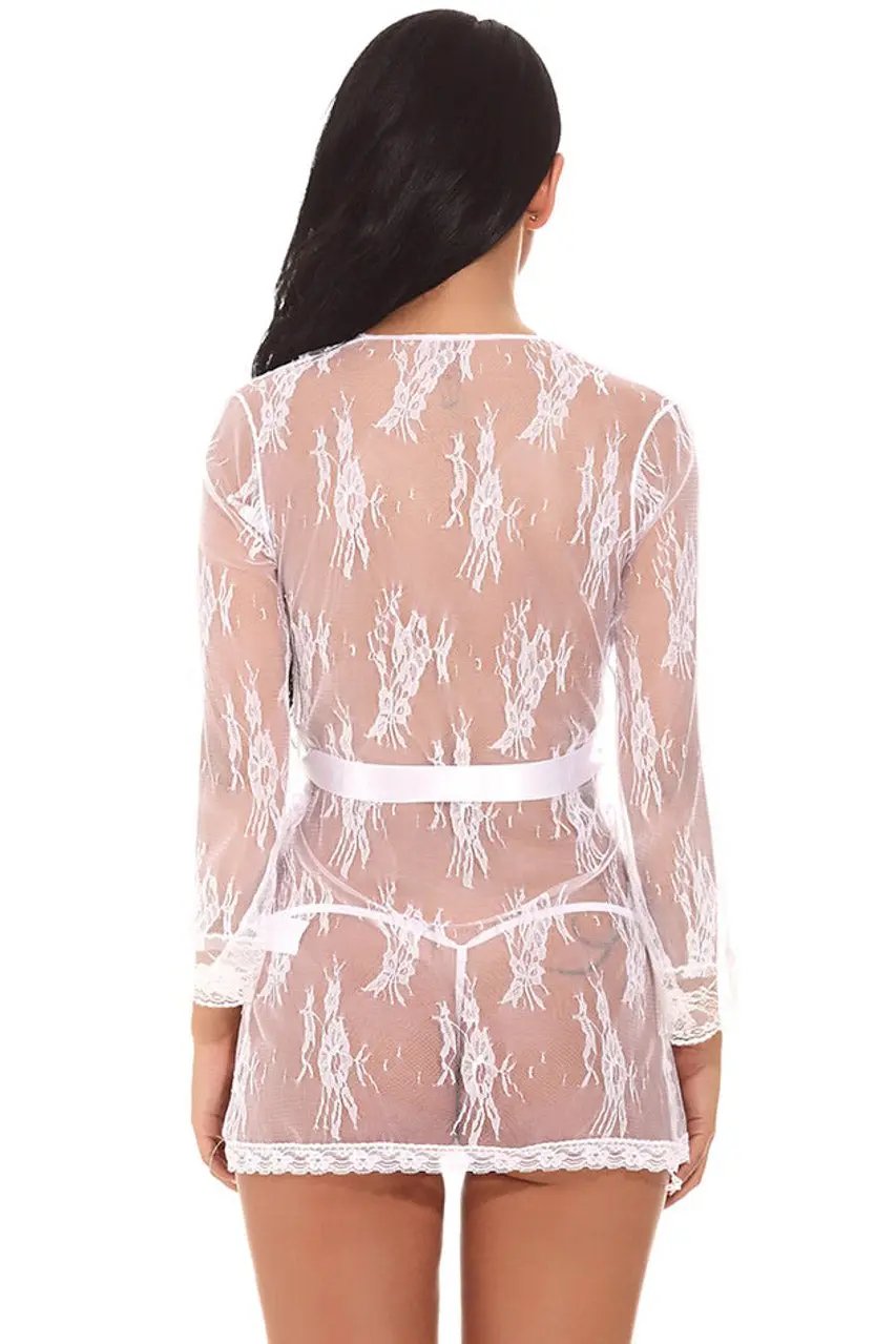 Delicate Lace Short Robe 3wishes.com