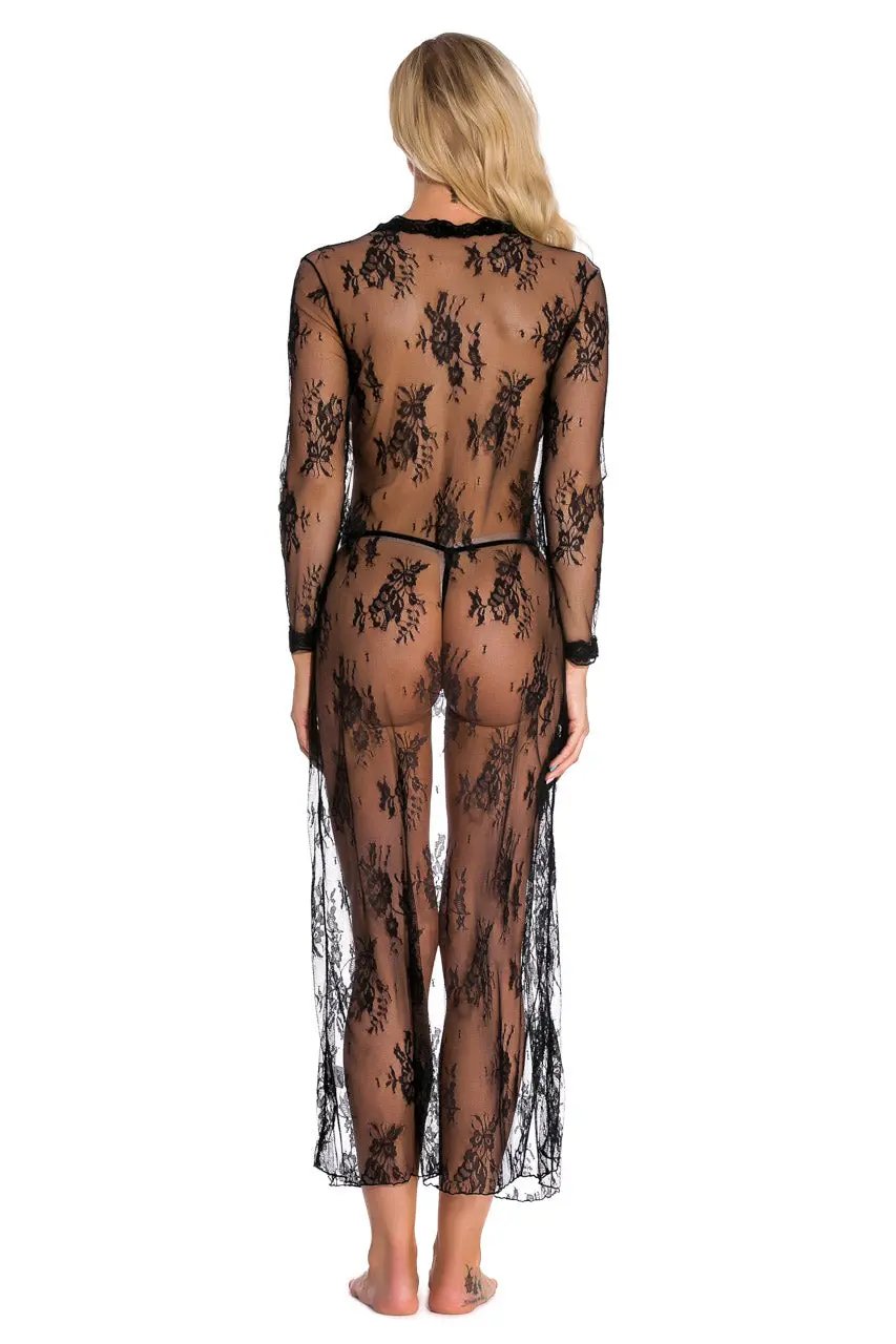 3wishes.com Apparel & Accessories > Lingerie - Long Lace Babydoll Robe - Premium Quality 3wishes.com