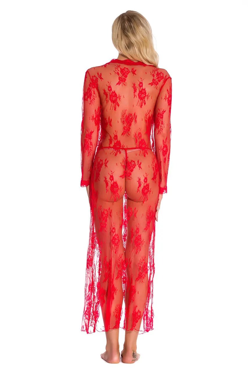 3wishes.com Apparel & Accessories > Lingerie - Long Lace Babydoll Robe - Premium Quality 3wishes.com