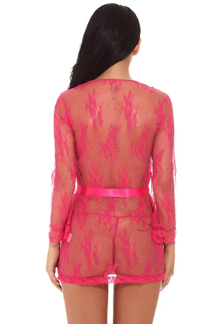 Delicate Lace Short Robe 3wishes.com