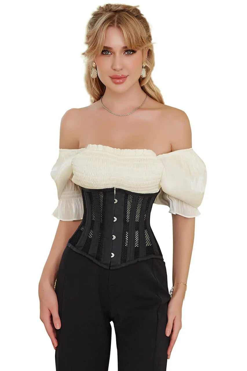 Plus Size Net Underbust Corset 3wishes.com