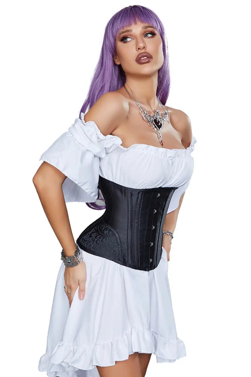 Black Steel Bone Waist Cincher 3wishes.com