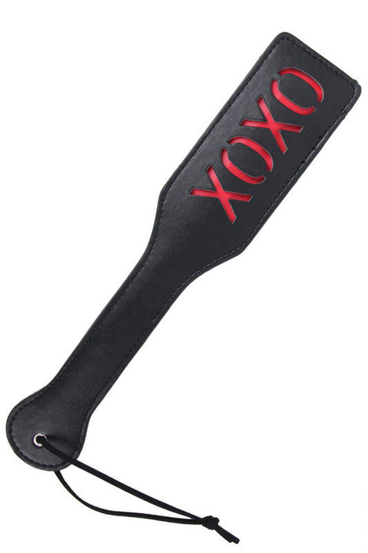 Black Faux Leather Paddle With Red XOXO Detail For Adults Bedroom 3wishes.com