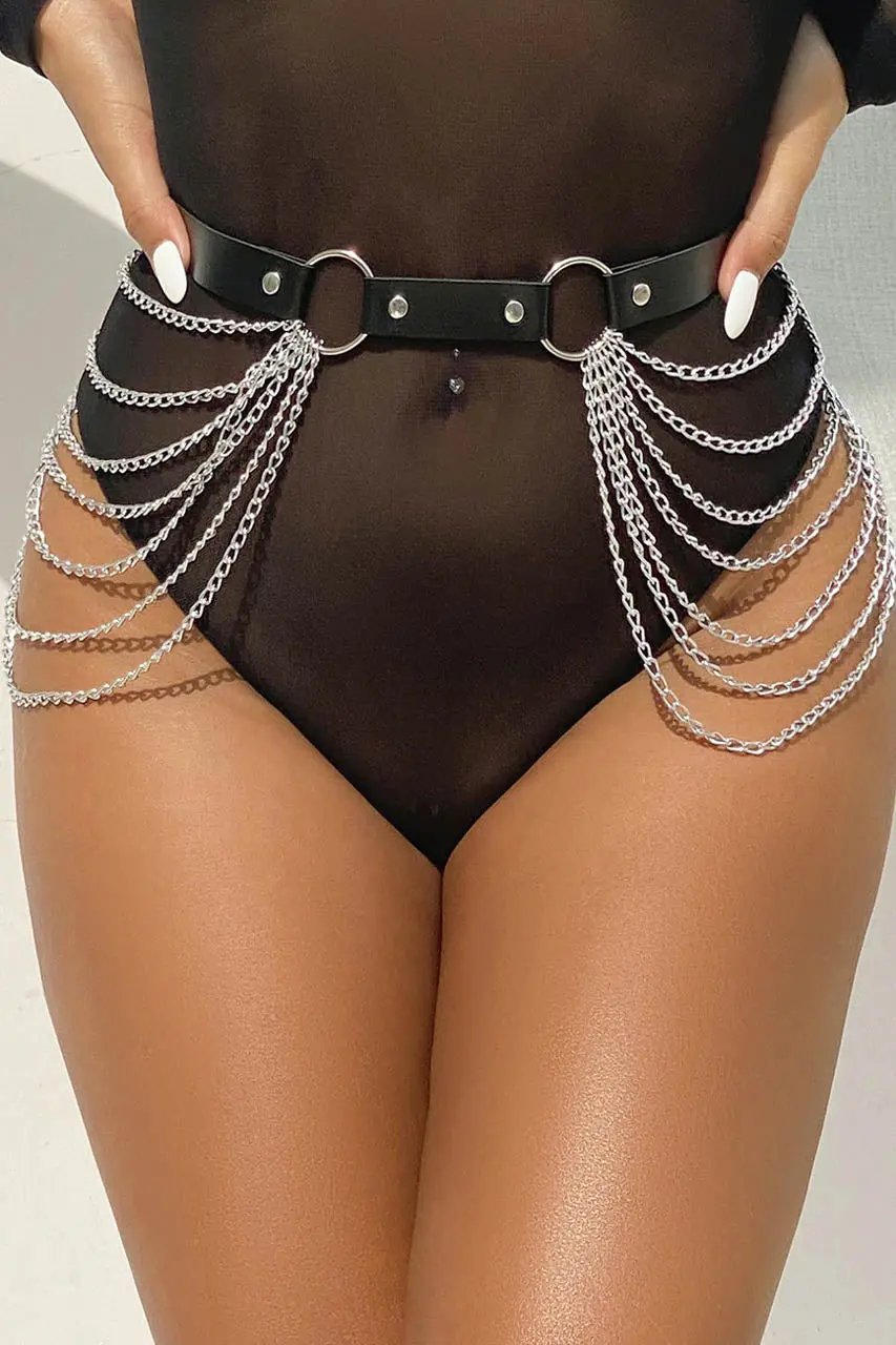 3wishes.com Apparel & Accessories > Women's Accessories > Belts - 3wishes Metal Chain Garter Belt - Premium Quality 3wishes.com