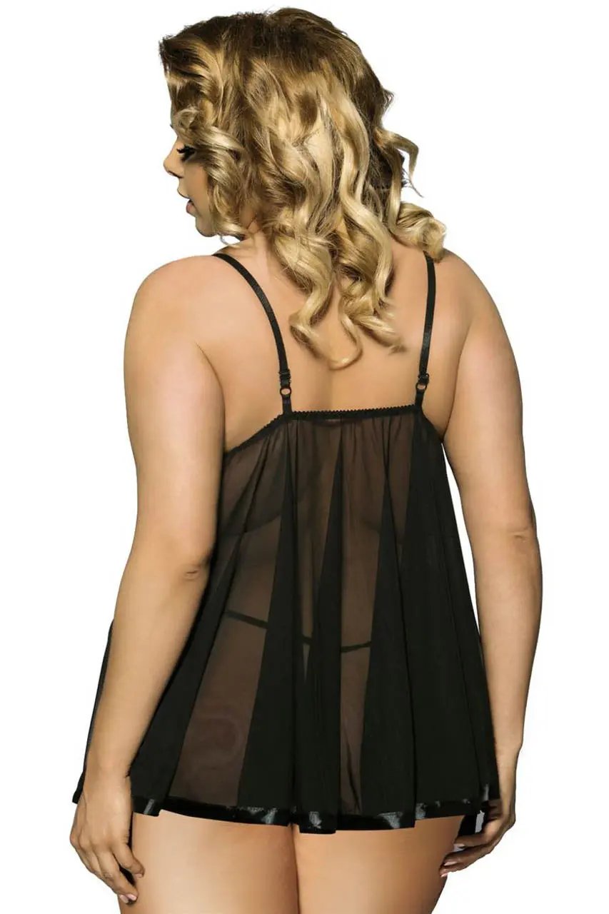 Plus Size Simple Mesh Babydoll 3wishes.com