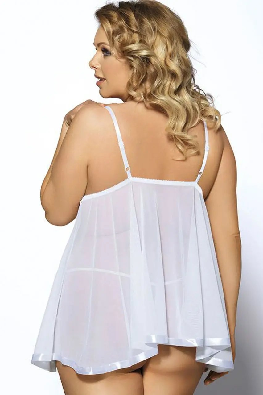 Plus Size Mesh and Floral Babydoll - Love Salve