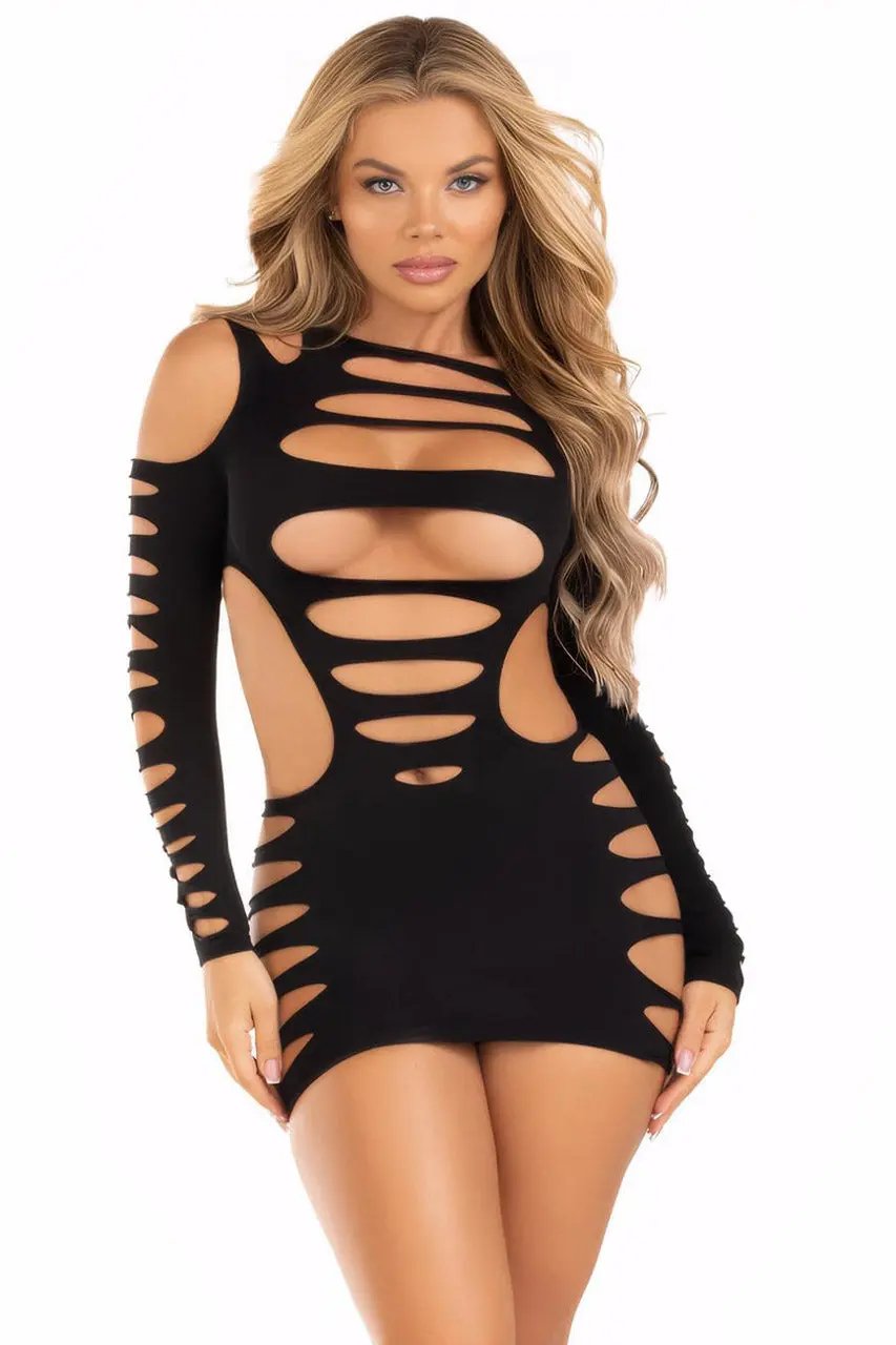 Plus Size Hollow Cut Out Seamless Dress 3wishes.com