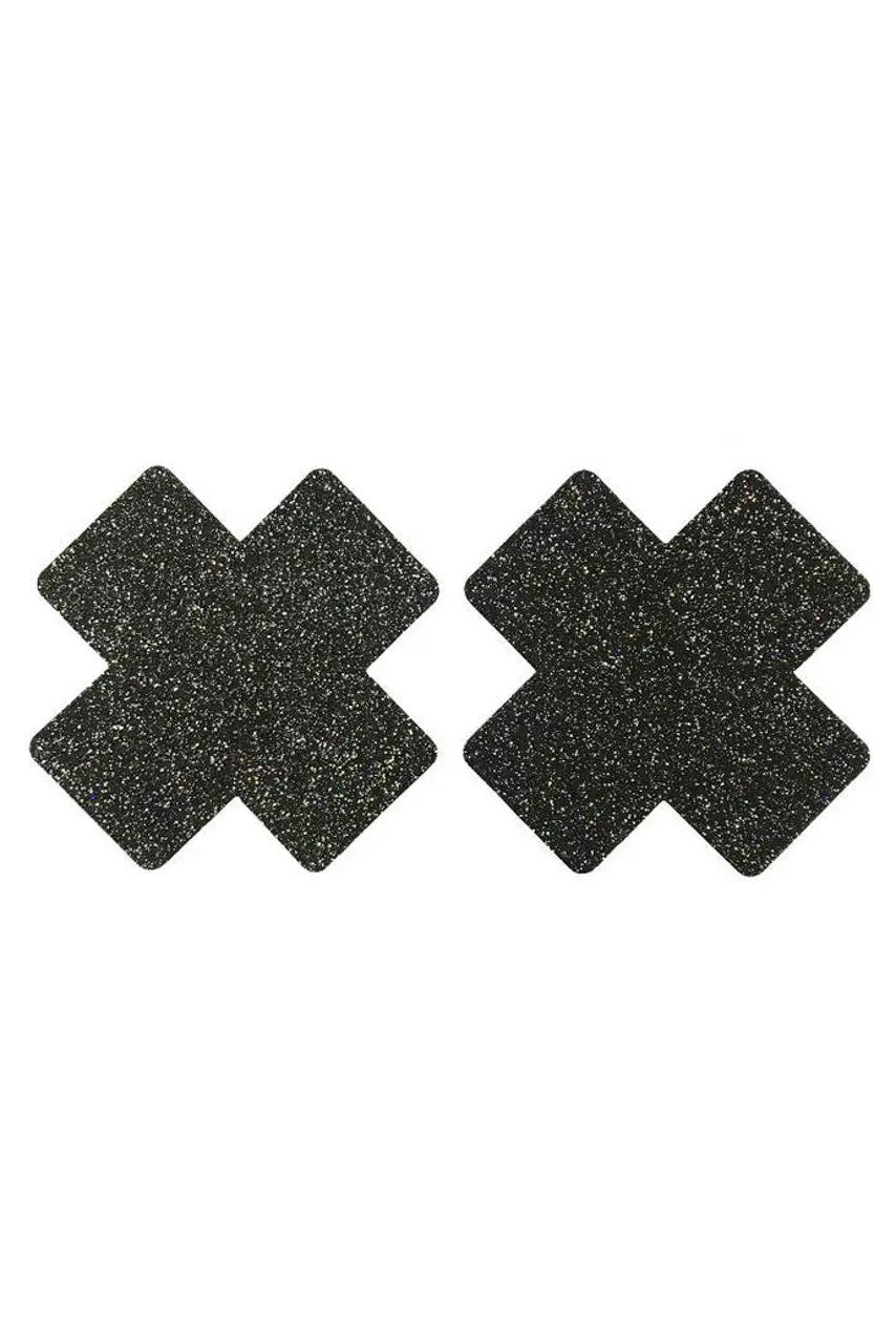 3wishes.com Apparel & Accessories > Lingerie - Black Glitter X Pasties - Premium Quality 3wishes.com