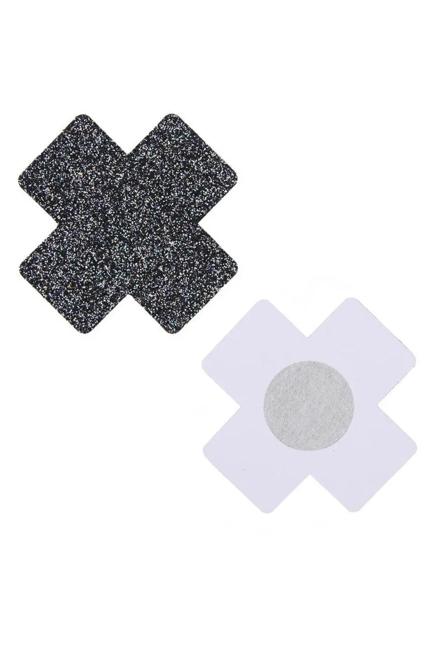 3wishes.com Apparel & Accessories > Lingerie - Black Glitter X Pasties - Premium Quality 3wishes.com